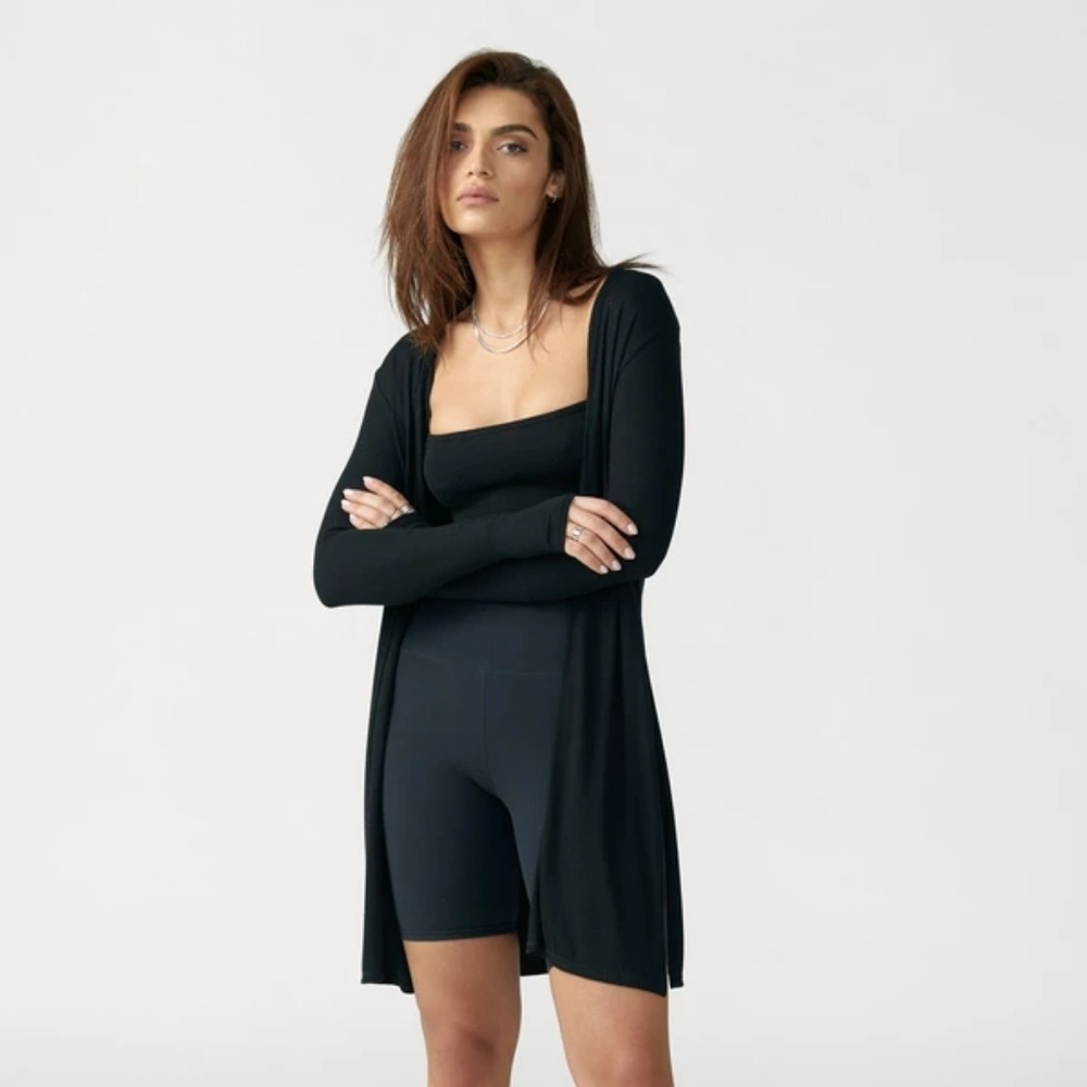 joah brown black rib luna cardigan